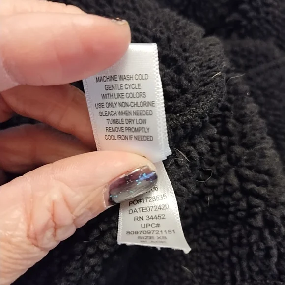 Cuddl Duds Women's XS Fleece Sherpa Snap Front Hooded Black Jacket - Picture 10 of 10